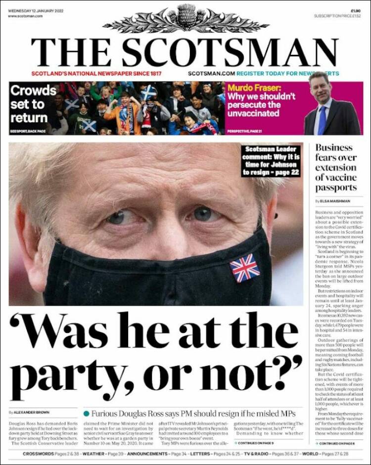 Portada de The Scotsman (Reino Unido)