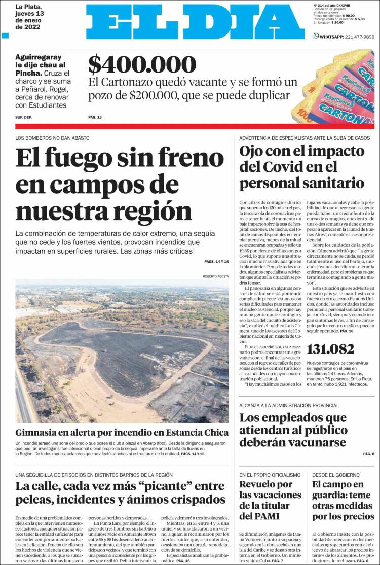 Portada de El Día de la Plata (Argentina)