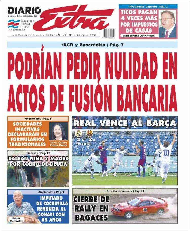 Portada de Diario Extra (Costa Rica)