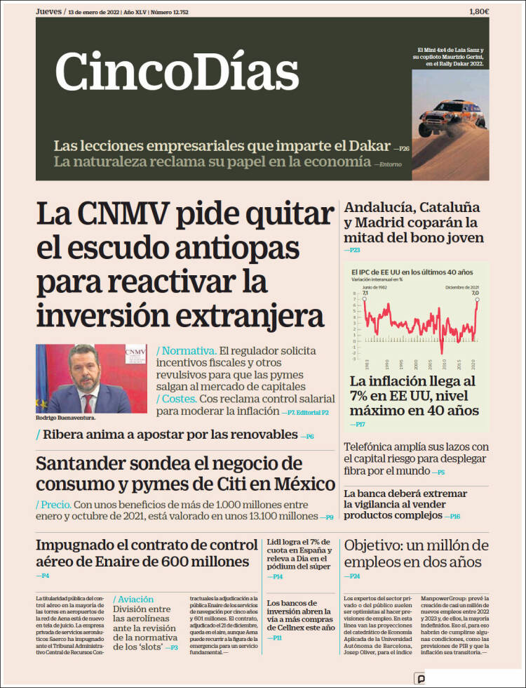 Portada de Cinco Días (España)