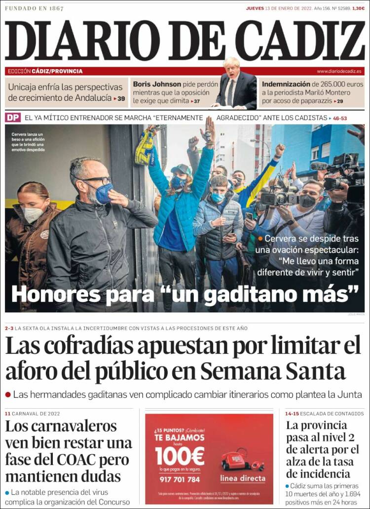 Portada de Diario de Cádiz (España)