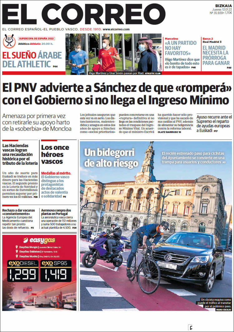 Portada de El Correo (España)