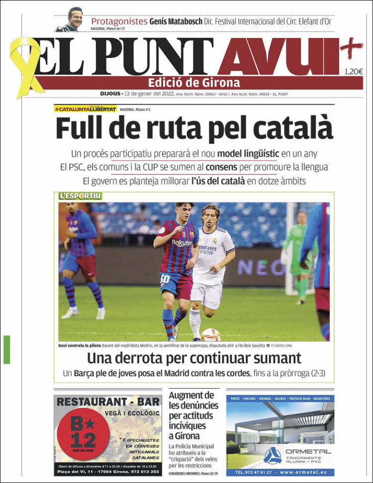 Portada de El Punt Avui - Girona (España)