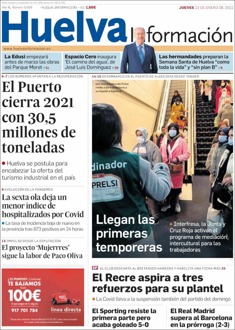 Portada de Huelva Información (España)