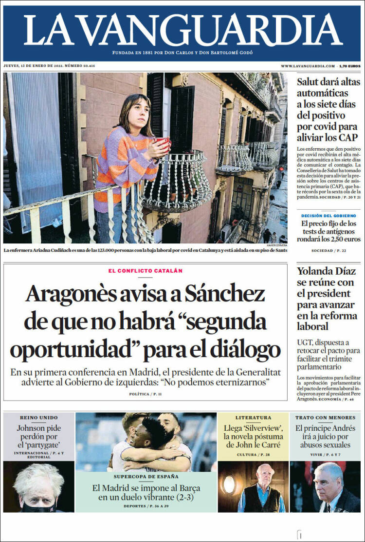 Portada de La Vanguardia (España)