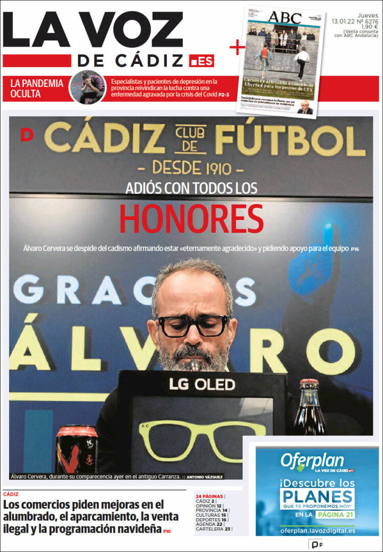 Portada de La Voz de Cádiz (España)