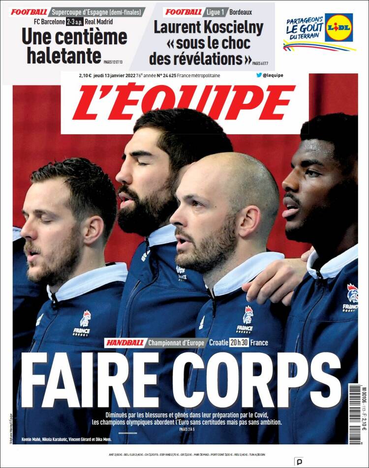 Portada de L'Equipe (Francia)