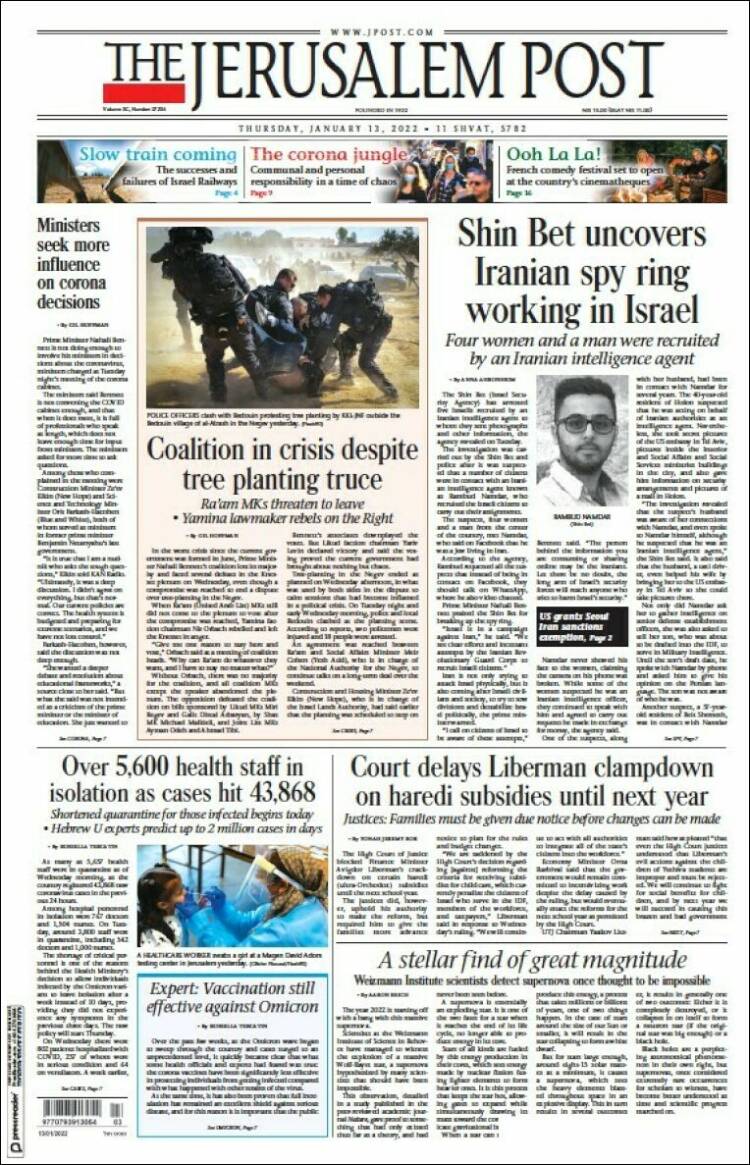 Portada de The Jerusalem Post (Israel)