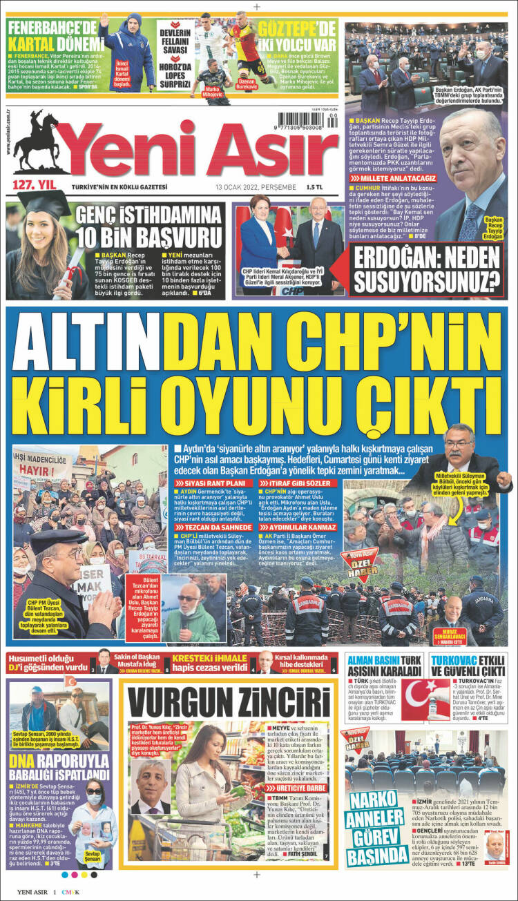 Portada de Yeni Asır (Turqu&iacute;a)