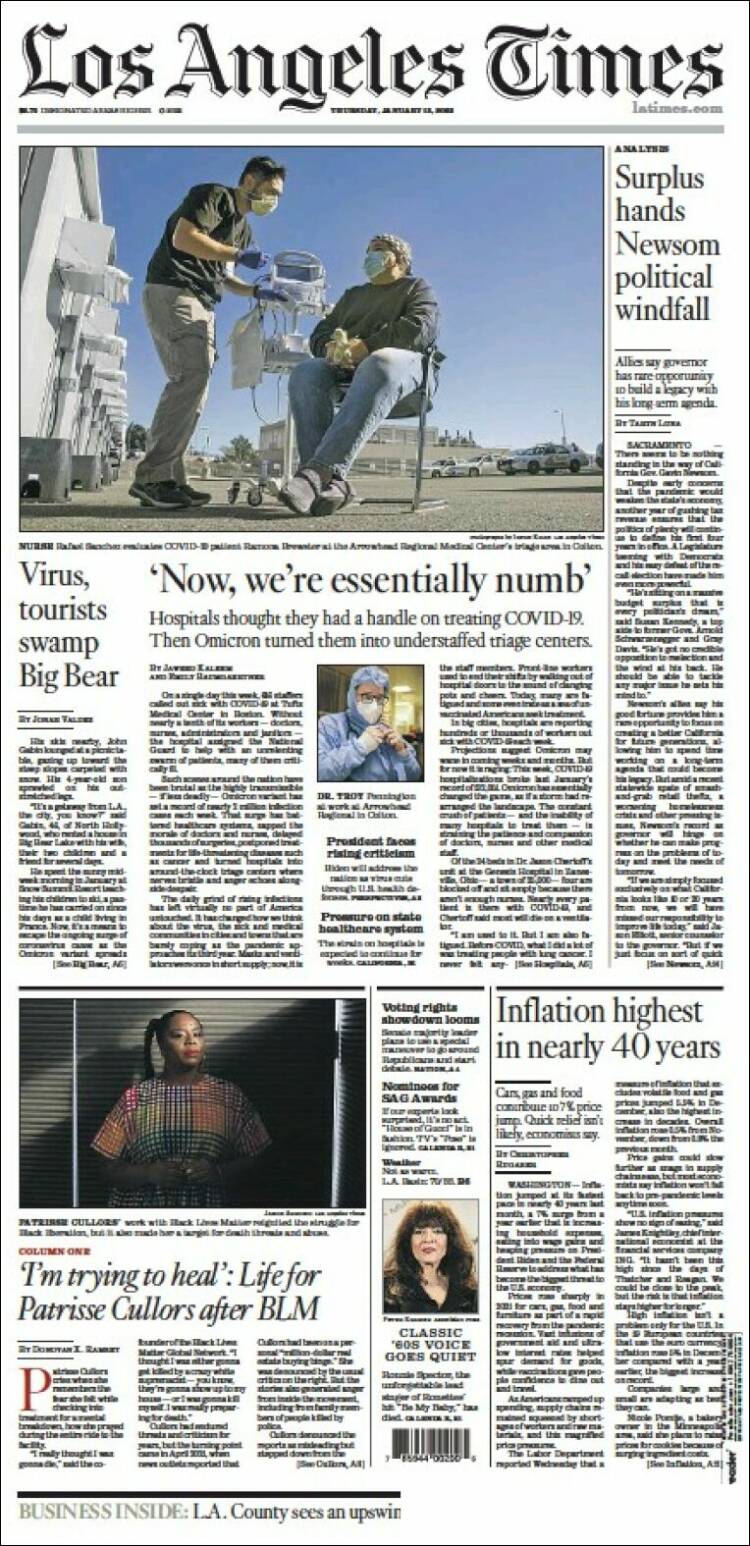 Portada de Los Angeles Times (USA)