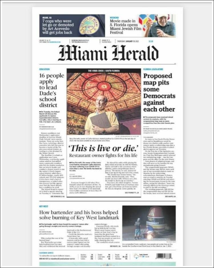 Portada de Miami Herald (USA)