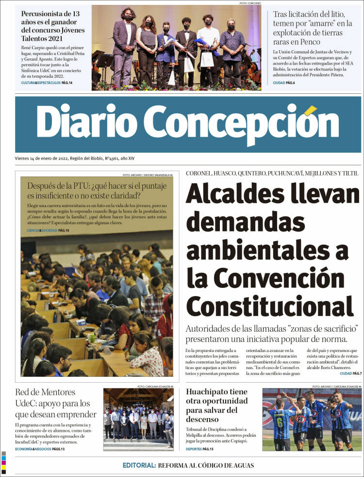 Portada de Diario de Concepción (Chile)