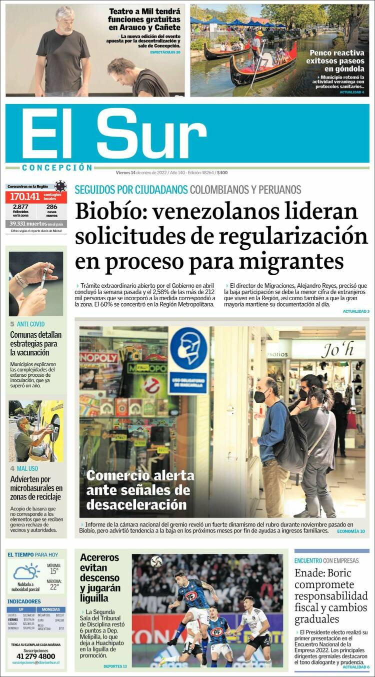 Portada de El Sur (Chile)