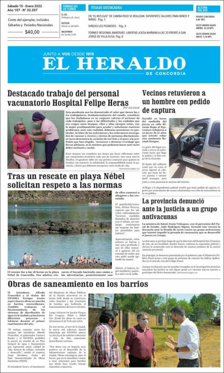 Portada de El Heraldo de Concordia (Argentina)