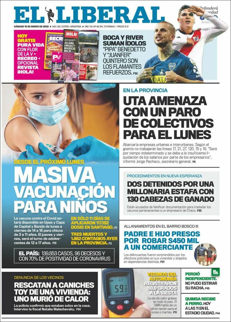 Portada de Diario El Liberal (Argentina)