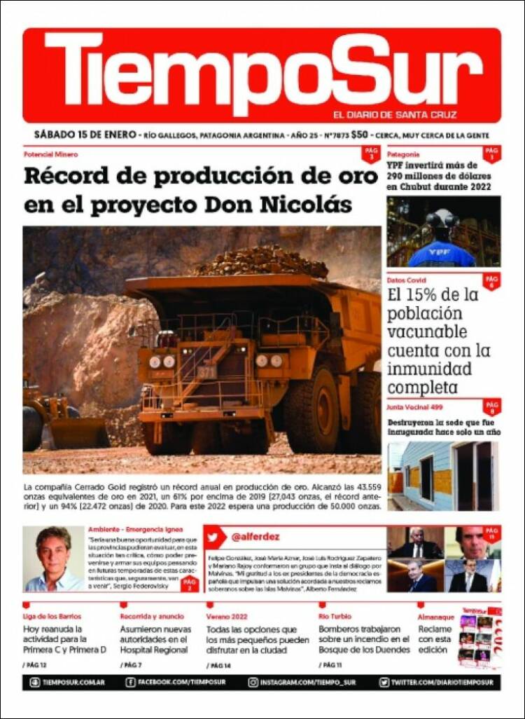 Portada de Tiempo Sur (Argentina)