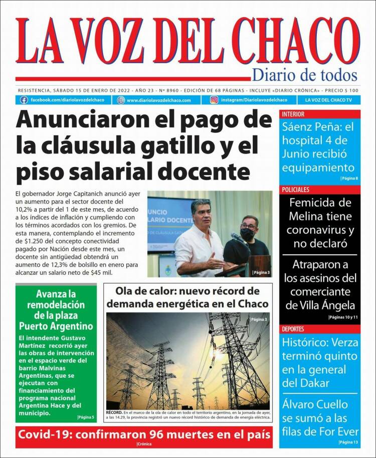 Portada de La Voz del Chaco (Argentina)