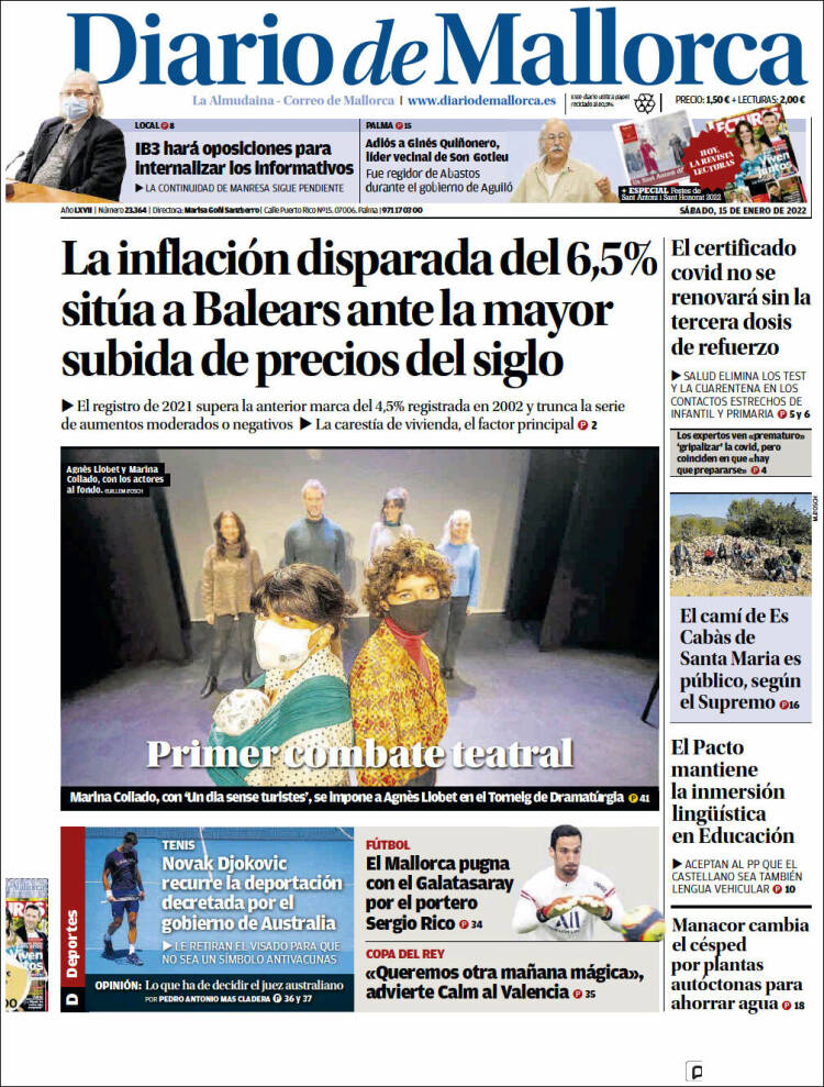 Portada de Diario de Mallorca (España)