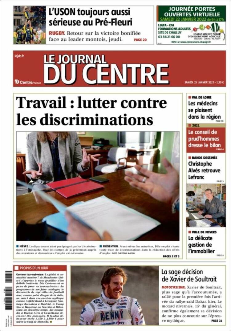 Portada de Le Journal du Centre (Francia)