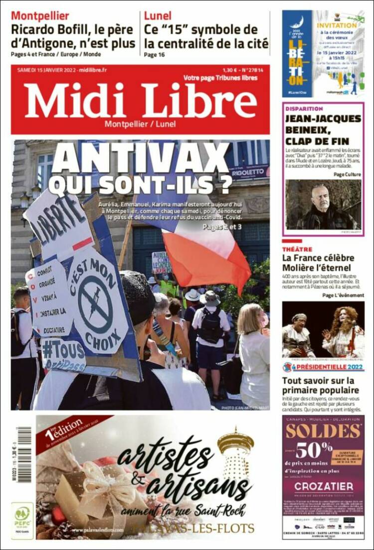 Portada de Midi Libre (Francia)