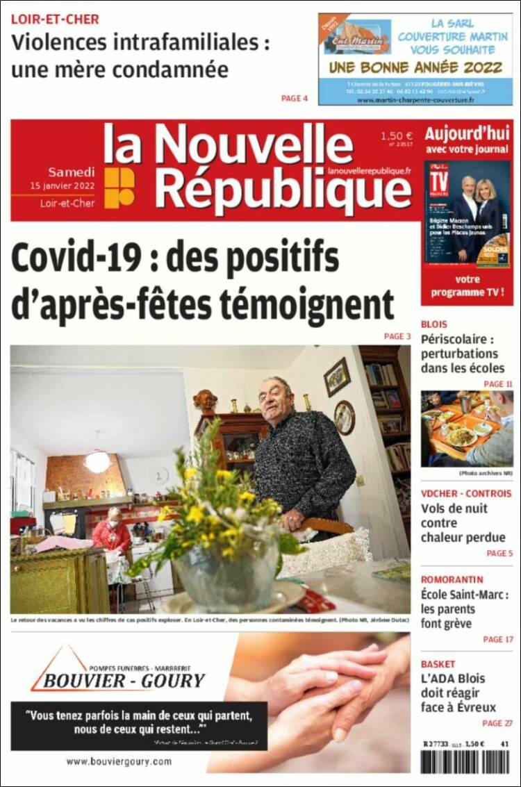 Portada de La Nouvelle Republique (Francia)