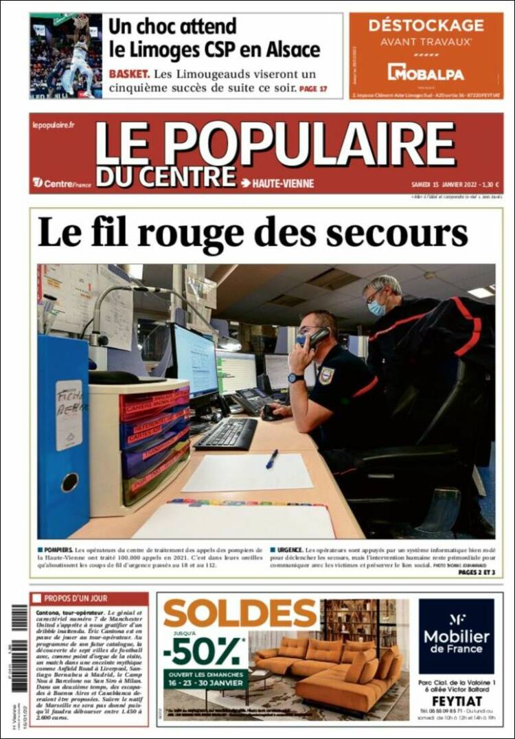 Portada de Le Populaire du Centre (Francia)