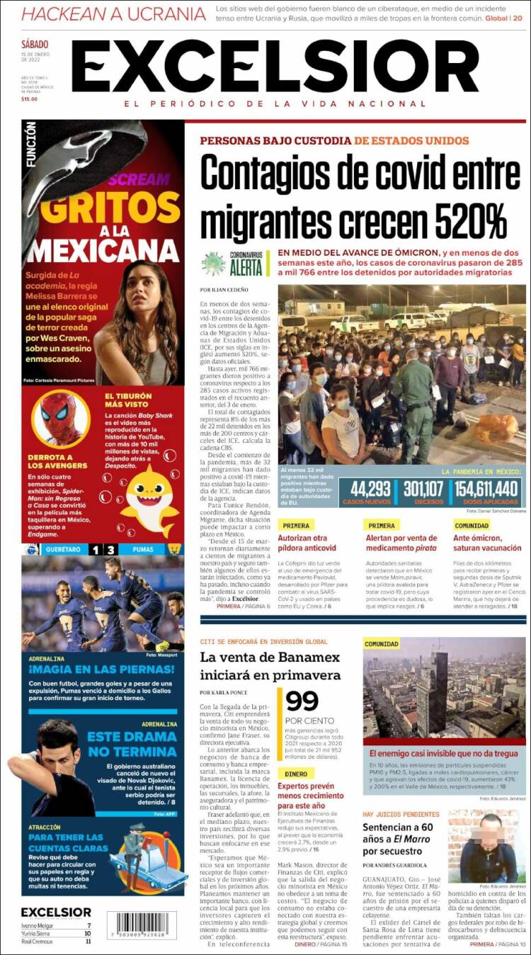 Portada de Excelsior (M&eacute;xico)