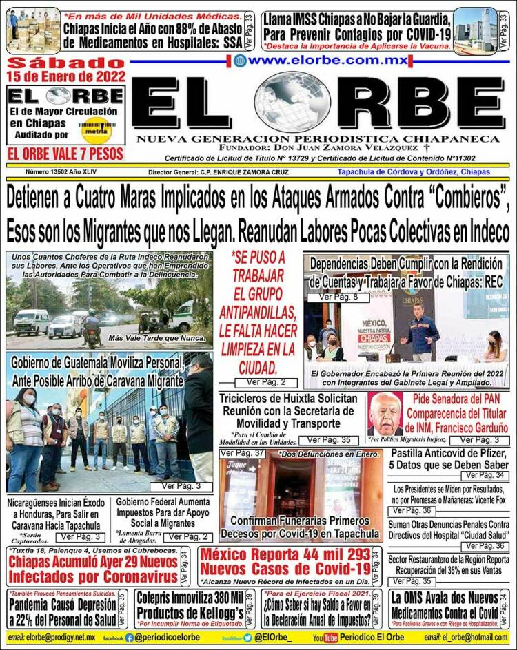 Portada de El Orbe (Mexico)