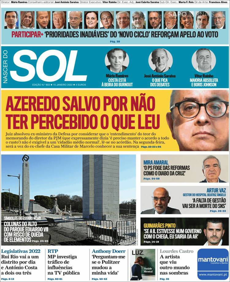 Portada de Jornal Sol (Portugal)