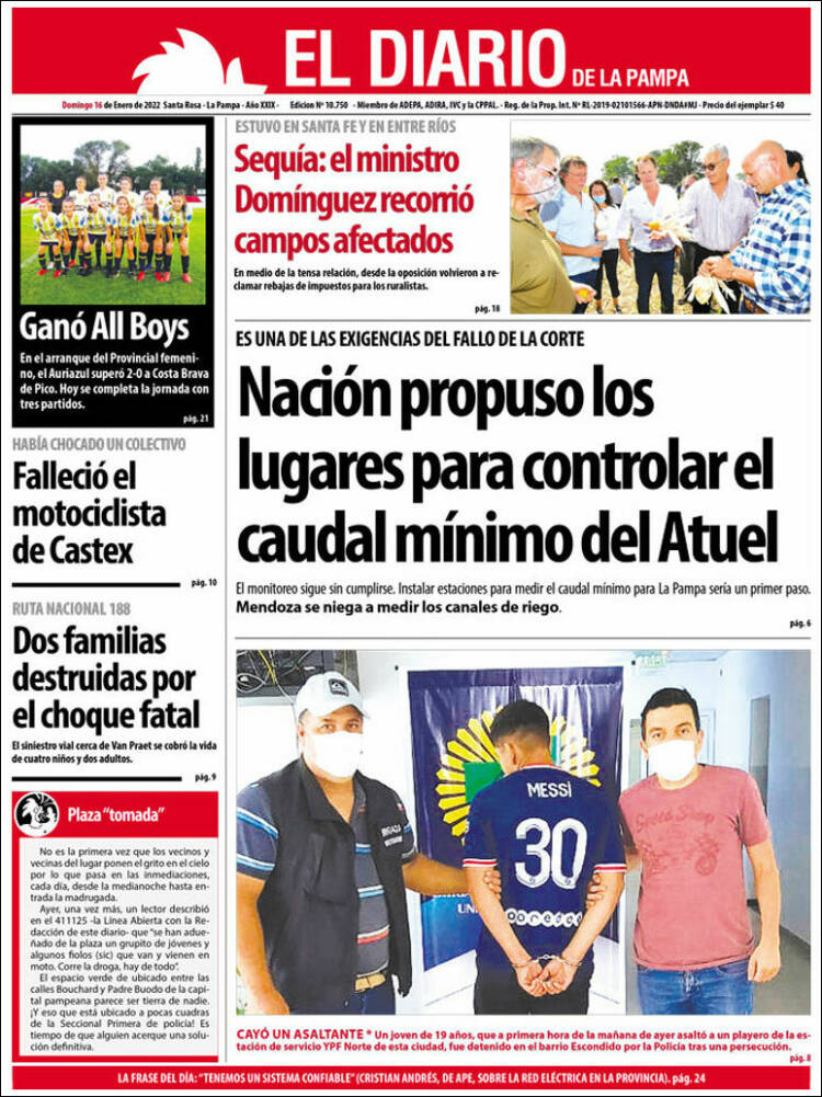 Portada de Diario de La Pampa (Argentina)