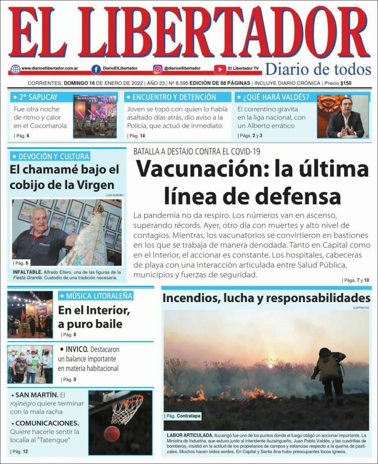 Portada de Diario El Libertador (Argentina)