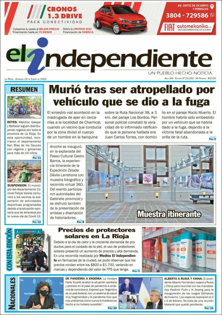 Portada de El Independiente (Argentina)