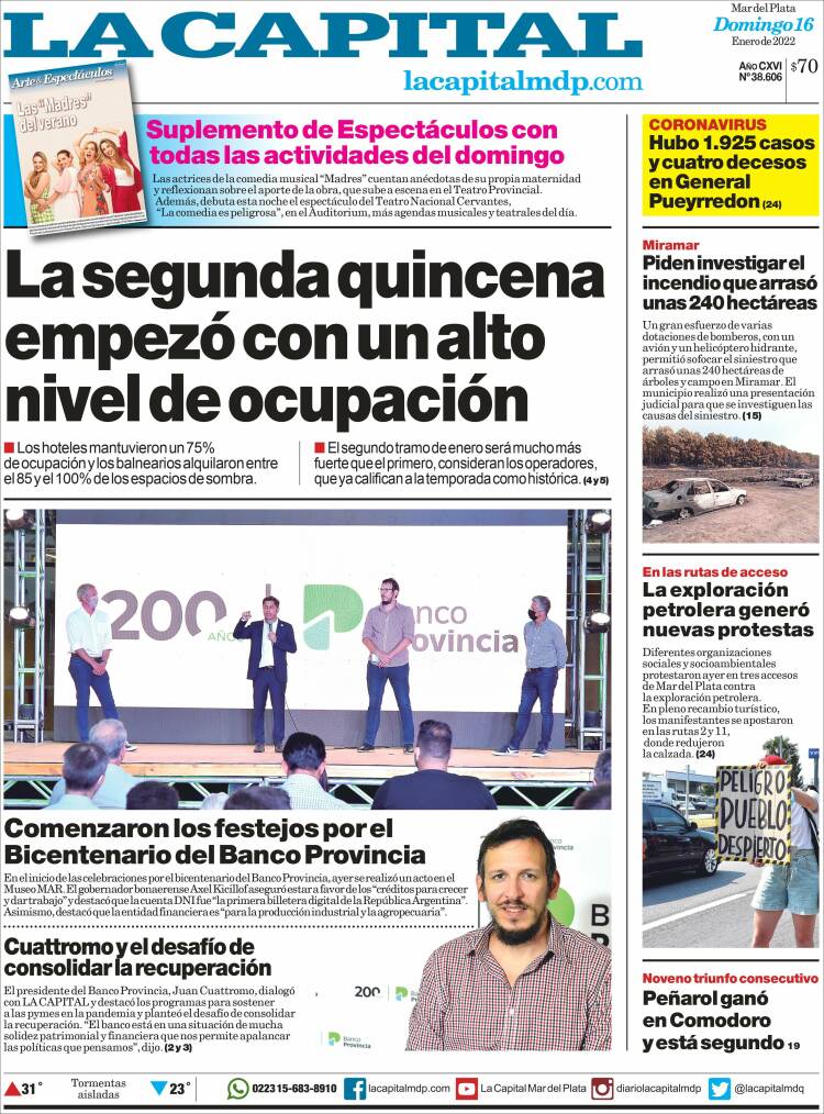 Portada de Diario La Capital - Mar del Plata (Argentina)