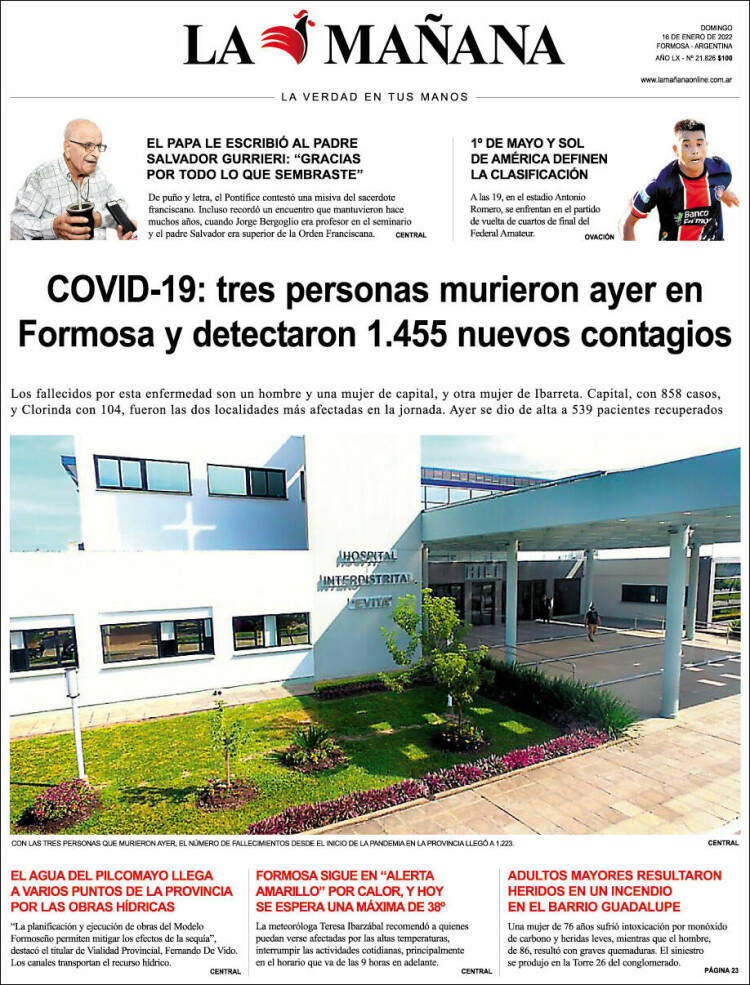 Portada de Diario La Mañana (Argentina)