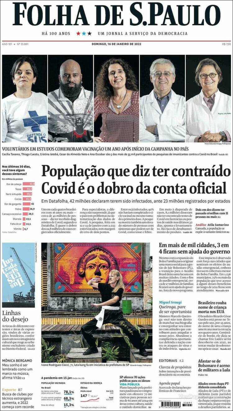 Portada de Folha de São Paulo (Brasil)