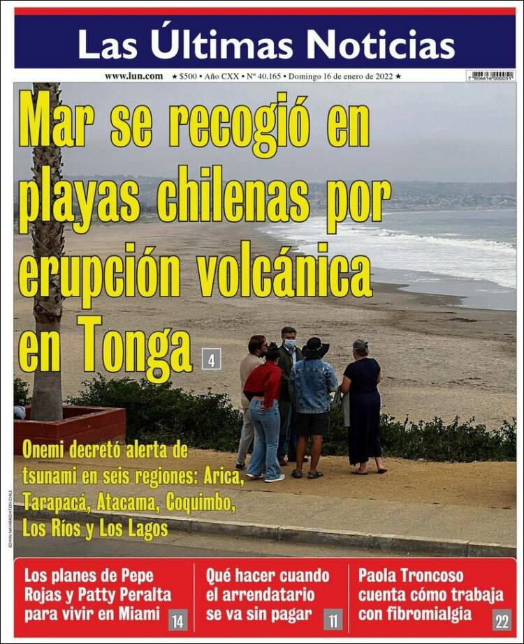 Portada de Las Últimas Noticias (Chile)