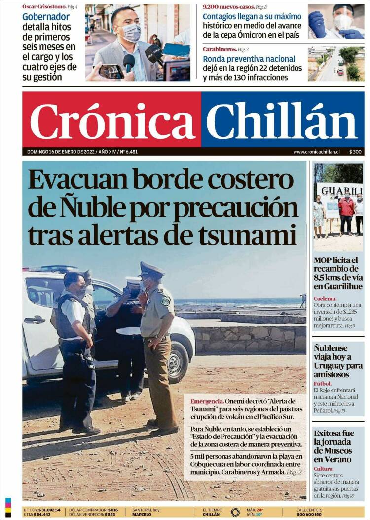 Portada de Crónica Chillán (Chile)