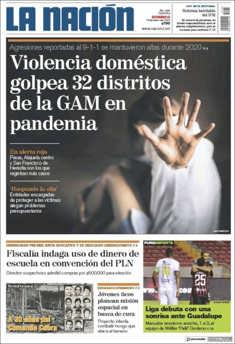 Portada de La Nación - Costa Rica (Costa Rica)