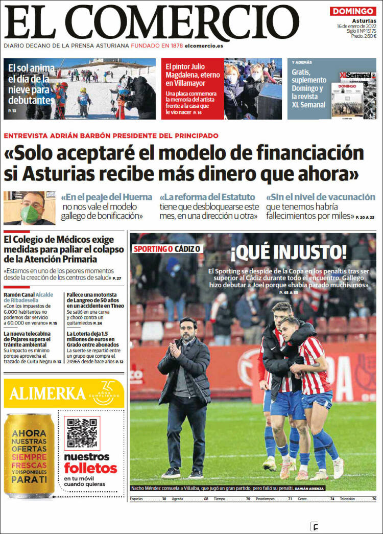Portada de El Comercio (Espa&ntilde;a)