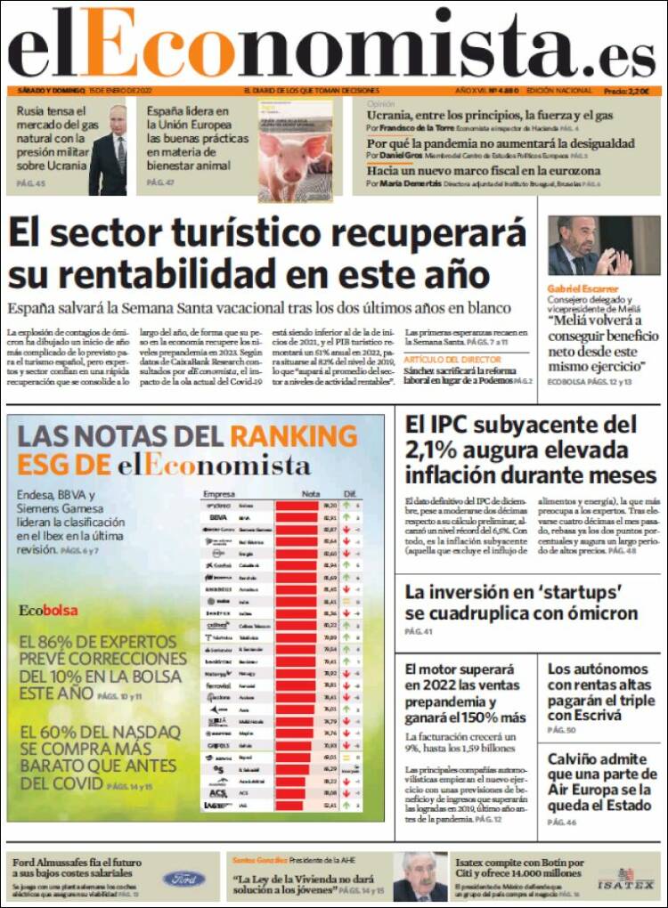 Portada de El Economista (Espa&ntilde;a)