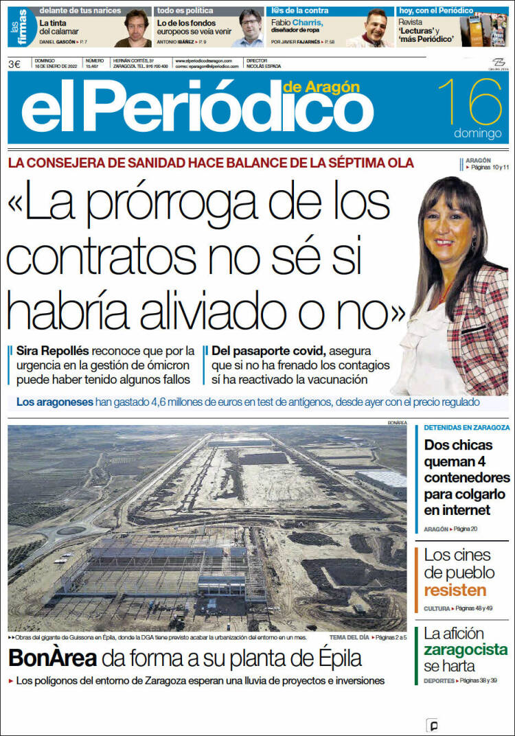 Portada de El Periódico de Aragón (Espa&ntilde;a)