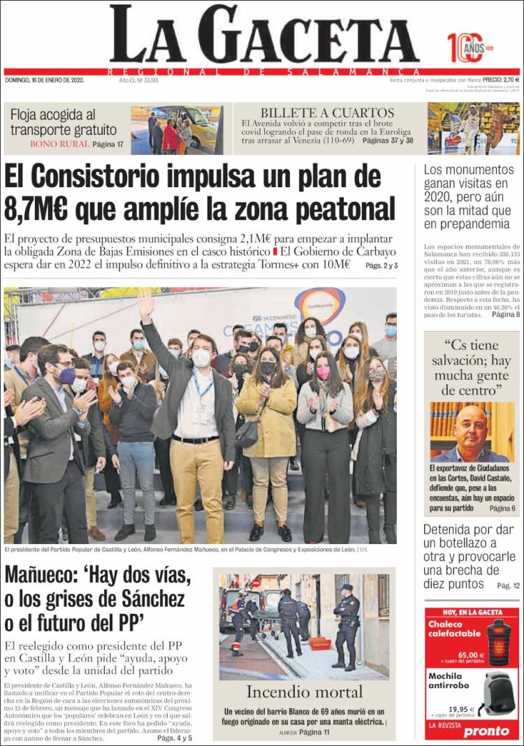 Portada de La Gaceta de Salamanca (Espa&ntilde;a)