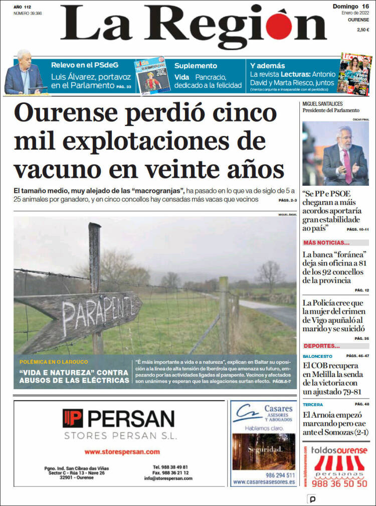 Portada de La Región de Ourense (Espa&ntilde;a)