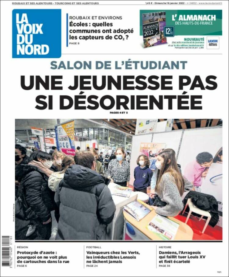 Portada de La Voix du Nord (Francia)