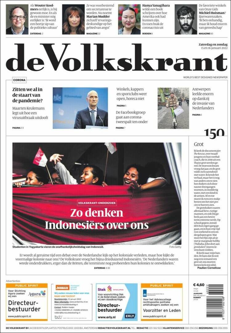 Portada de De Volkskrant (Pa&iacute;ses Bajos)