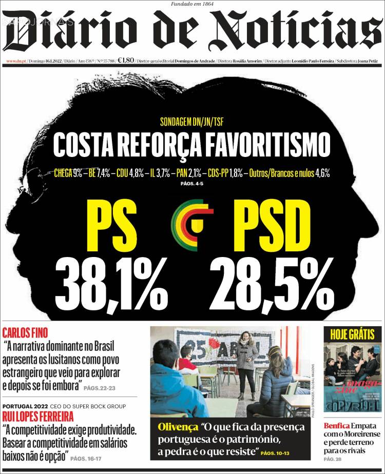 Portada de Diário de Noticias (Portugal)