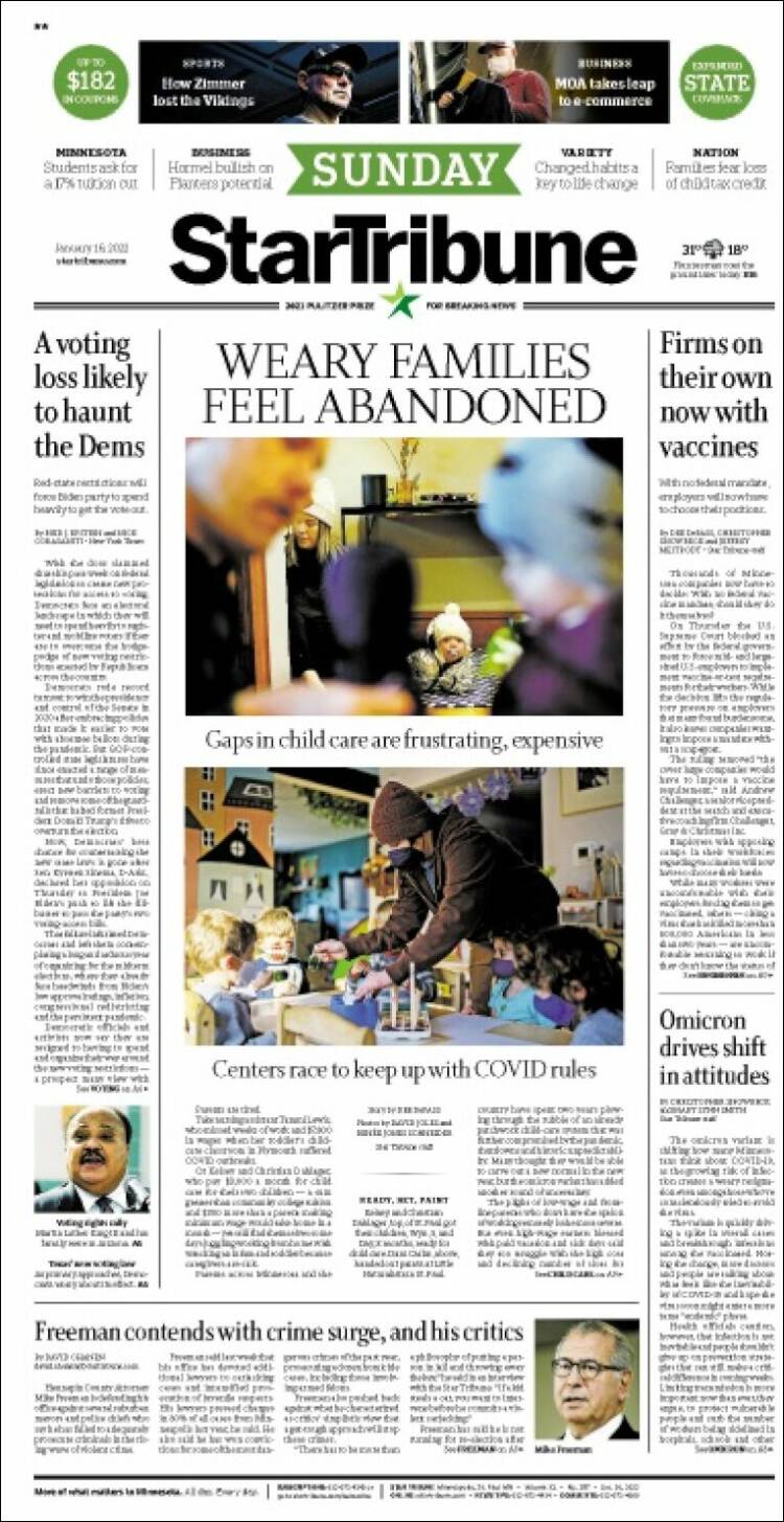 Portada de Star Tribune (USA)