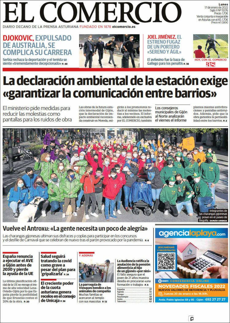 Portada de El Comercio - Gijón (España)