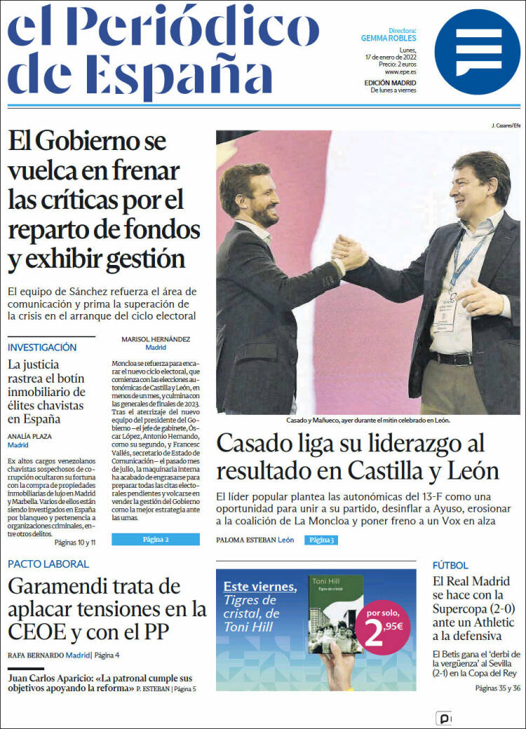 Portada de El Periódico de España (España)