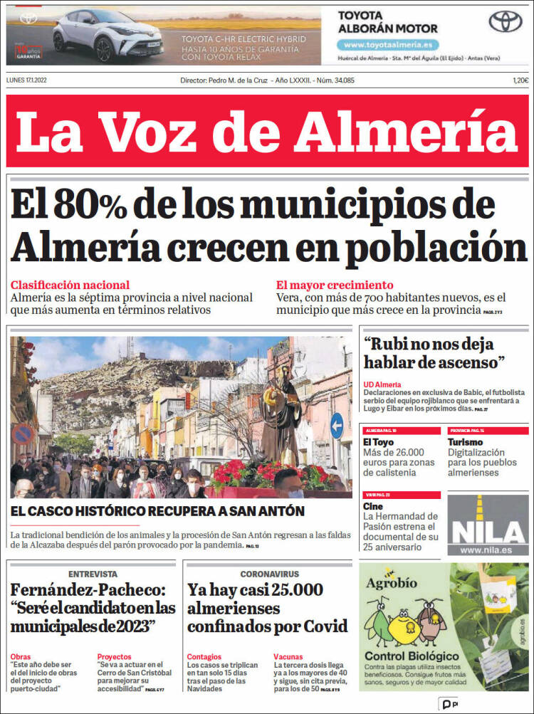Portada de La Voz de Almería (Espagne)